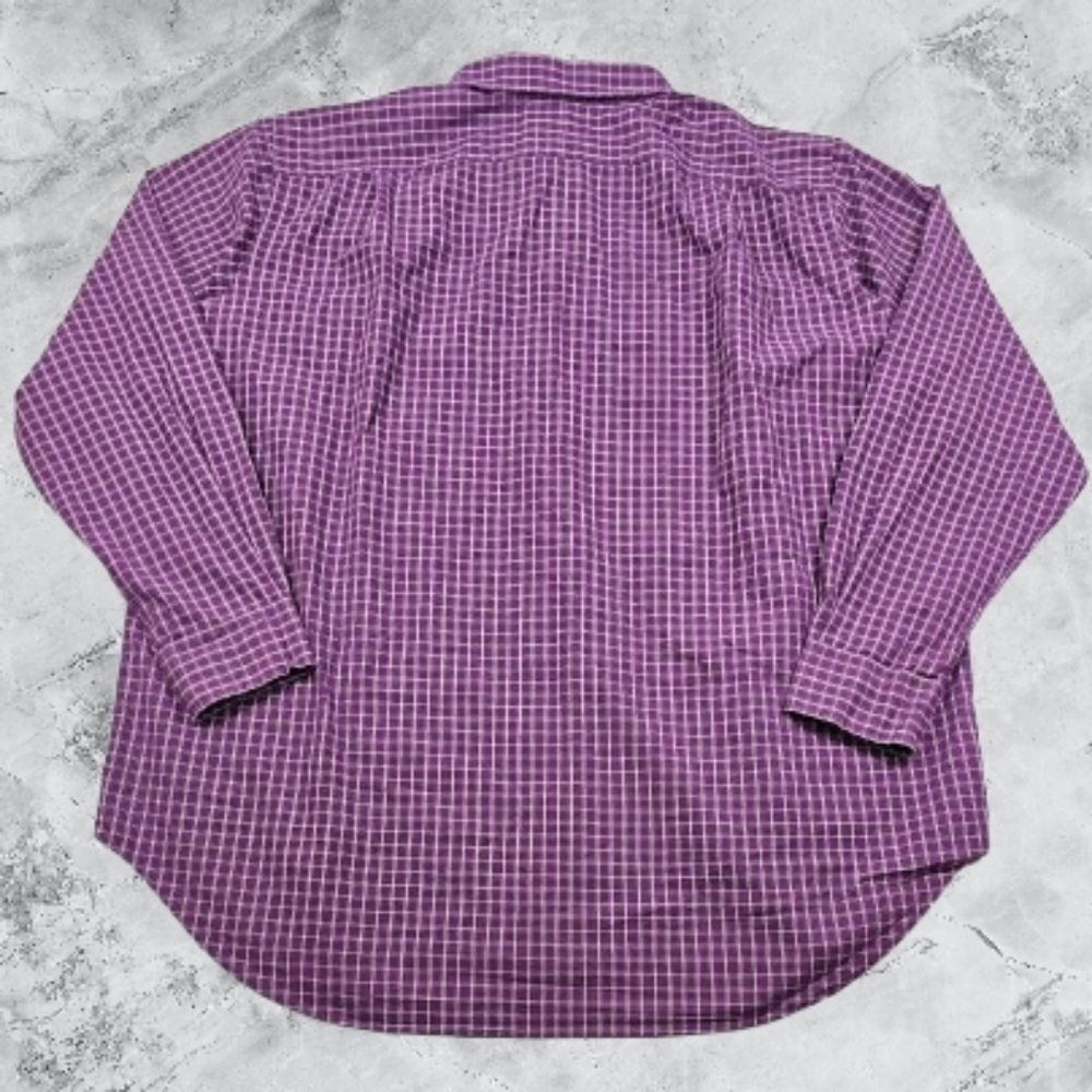 Polo by Ralph‎ Lauren Men's 2XL Big Purple Checkered Button Up Dress Shirt - Picture 4 of 8